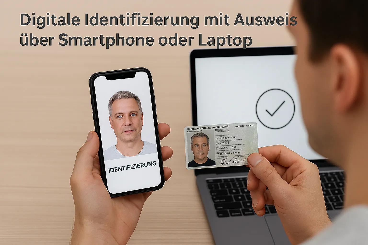 Digitale Identifizierung mit Ausweis über Smartphone oder Laptop für die Online-Kfz-Ummeldung